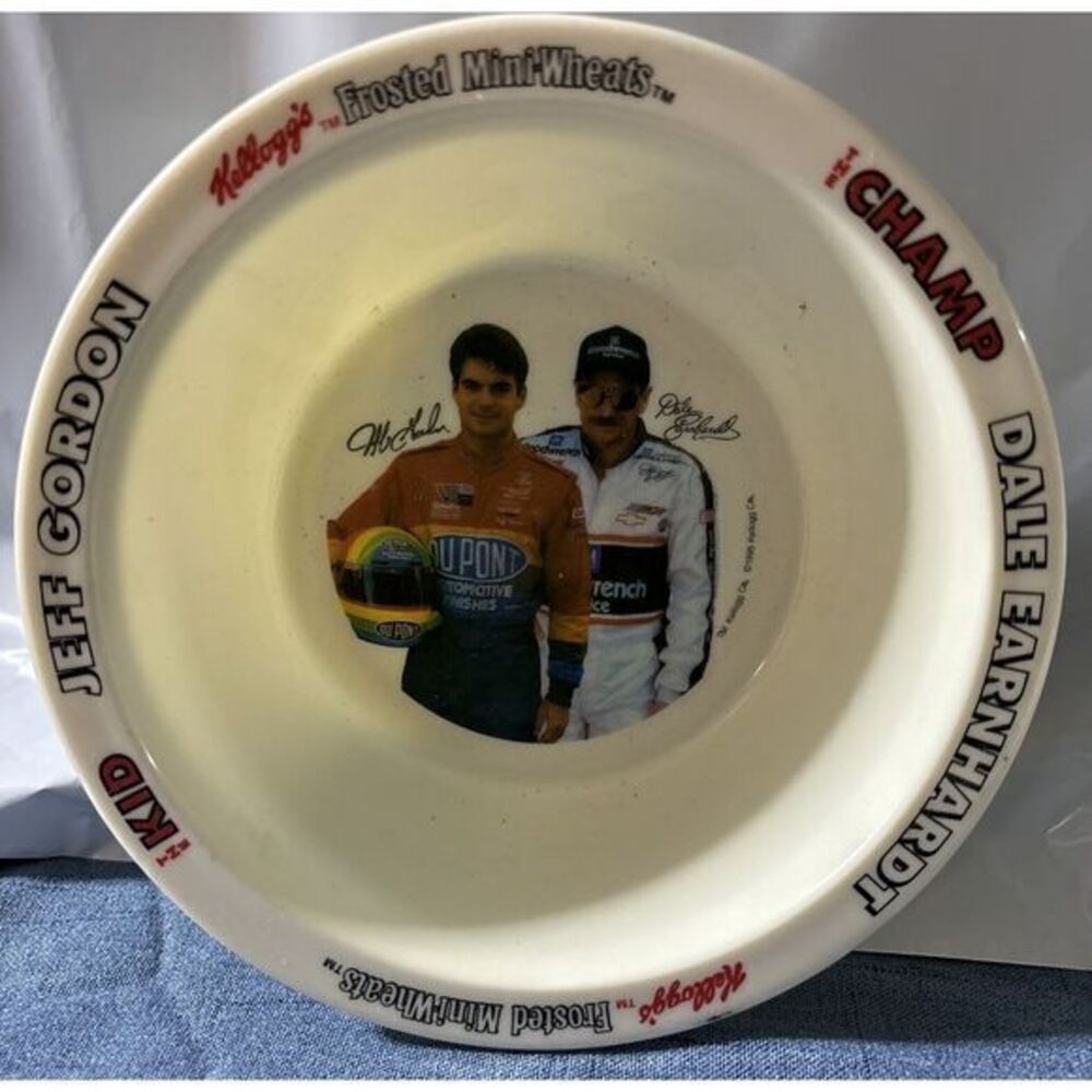 Dale Earnhardt Jeff Gordon Kellogg's Frosted Mini Wheats Promotional Bowls 1995 - Picture 3 of 5